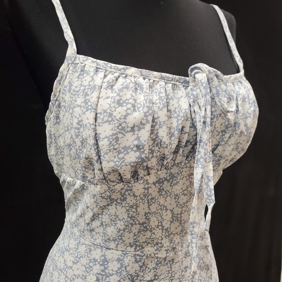 Shein Womens Dainty Floral Babydoll Milkmaid Midi Dress‎ Size 4 Blue Coquette - Picture 2 of 11